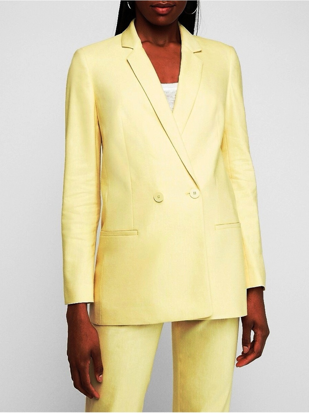 Express Double-Breasted Yellow Blazer Set (Blazer & Pants)